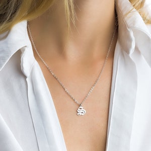 Personalized Necklace Sterling Silver, Old English Initial Necklace, Gothic Initial Letter Necklace, Personalized Jewelry, Gold Necklace