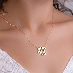 Monogram initial Necklace, Personalized Necklace, Gold Monogram Necklace, Mothers Gift, Custom Block Monogram Initials Necklace