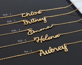 Personalized Name Necklace Sterling Silver, Custom Script Jewelry, Gift for Her, Bridesmaid, Mom, Wife, Daughter, Anniversary, Christmas