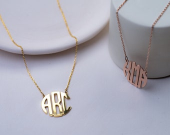 Monogram Necklace, Custom Block Monogram Initials Necklace, Name Jewelry, Bridesmaids Gifts, Wedding Gift