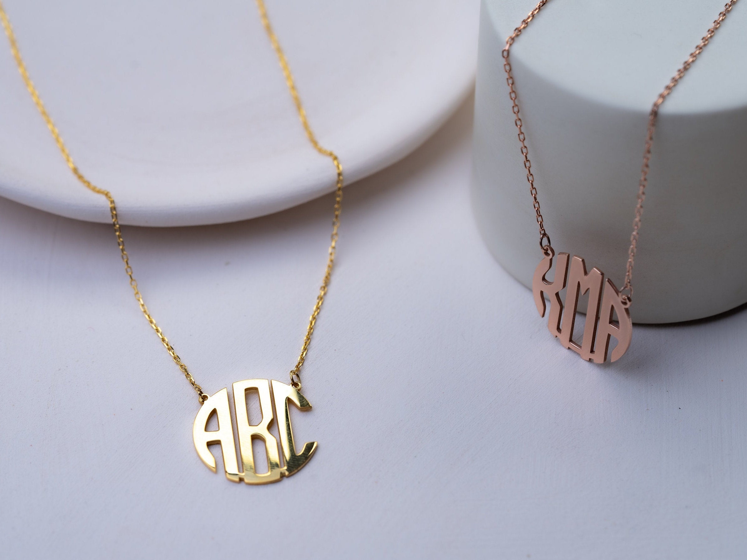 Monogram Crystal Long Chain Block Necklace