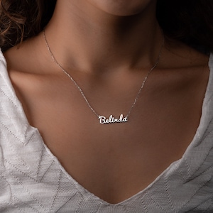 Sterling Silver Name Necklace, Custom Dainty Nameplate Necklace, Personalized Jewelry, Gift For Mom, Personalized, Gifts For Her image 3