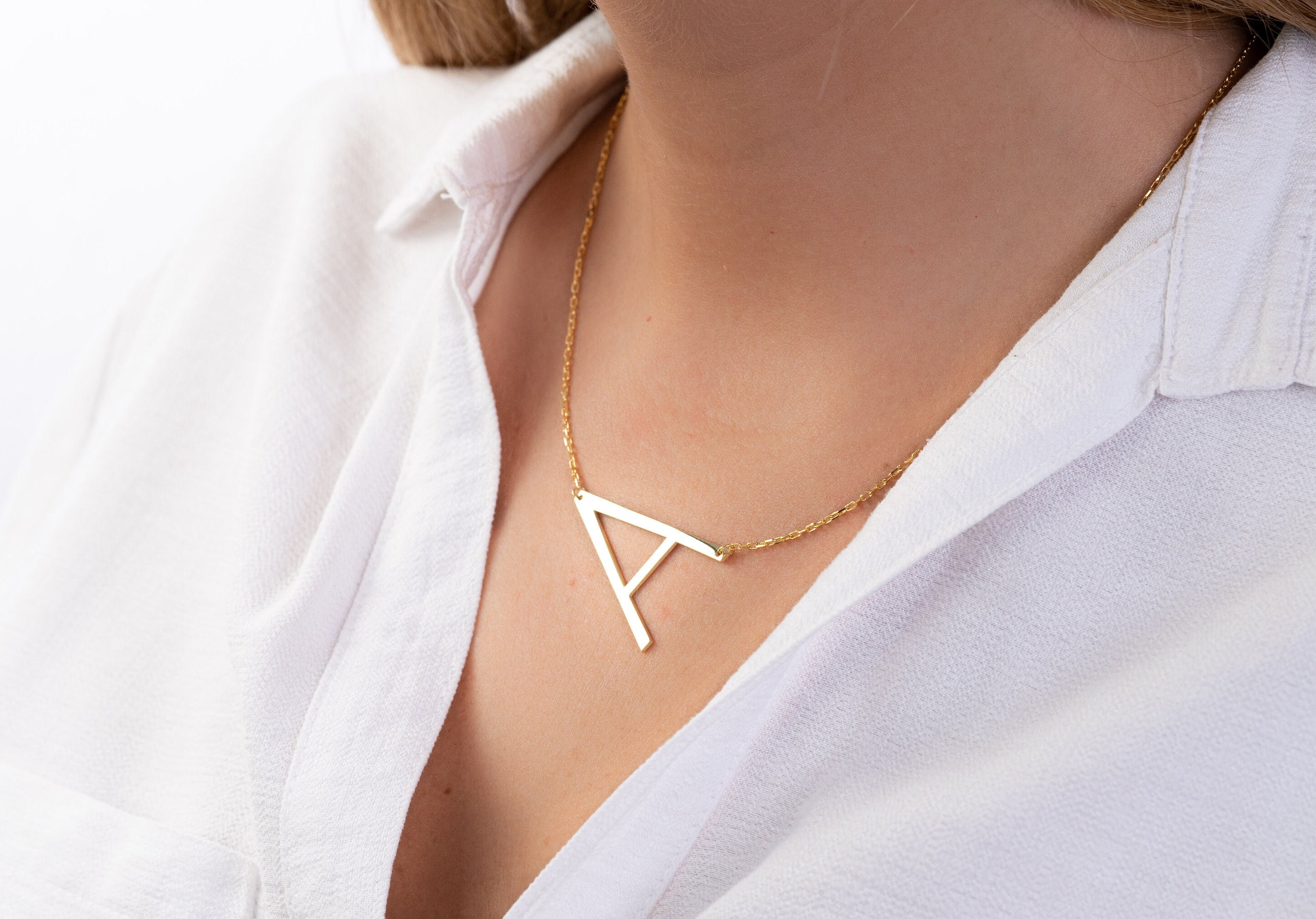 Large Diamond Letter Necklace – Finn