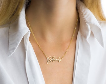 Collana con targhetta - Collana con nome in oro - Gioielli con nome - Collana personalizzata - Collana con nome - Collana da donna