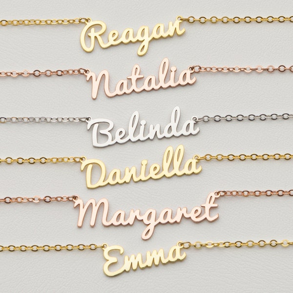 Name Necklace, Minimalist Necklace, Minimalist Name Necklace, Script Font Necklace in Sterling Silver, Gift for Her, Mother's Day Gifts