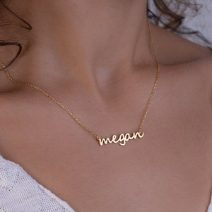 Gold Name Necklace, Personalized Necklace, Necklace with Name, Name Plate Necklace, Name Jewelry
