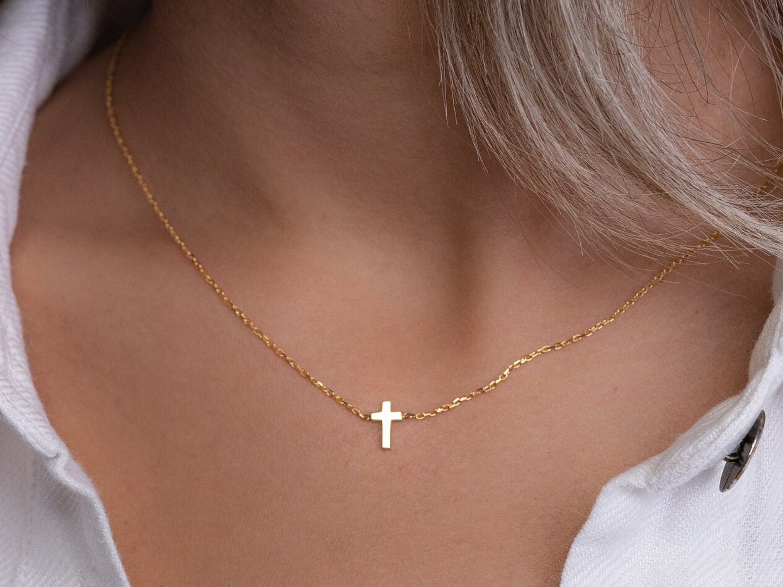 Cross Necklace Gold Cross Necklace Tiny Cross Necklace Etsy