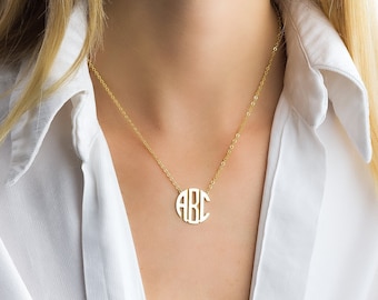 Dainty Monogram Necklace, Custom Block Monogram Initials Necklace, Personalized Name Jewelry, Monogram initials Necklace, Mothers gift