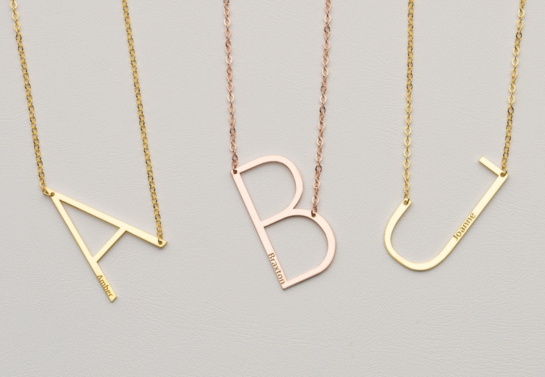 Alexis Rose Sideways Initial Necklace, Large Initial Necklace, Oversized Letter Necklace, Monogram Necklace, Bridesmaids Gifts image 4