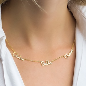 Sterling Silver Multiple Name Necklace: Personalized Mom Gift