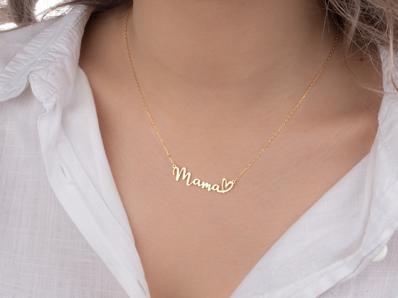 Dainty Mama Necklace Sterling Silver Name Necklace Mother Necklace Gift for Mom image 1