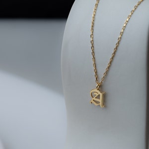 Old English Initial Necklace: Personalized Sterling Silver Gothic Letter
