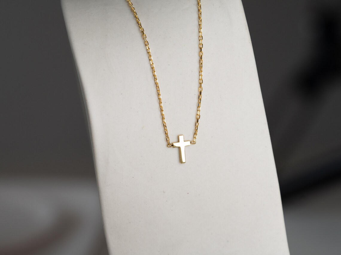 Cross Necklace Gold Cross Necklace Tiny Cross Necklace Etsy