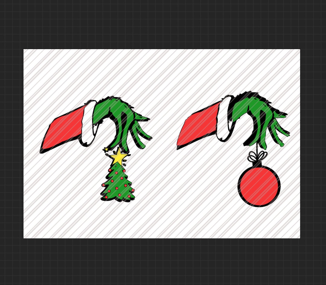 Grinch Hand Ornament Christmas Tree SVG Digital Holiday - Etsy