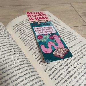 Bookworm bookmark / Cute bookmark / Marcapáginas bonito / Marcador lindo / Marcador de lectura / Accesorios de lectura / Papelería bonita image 7