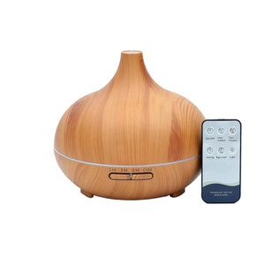 500 ml Essential Oils Diffuser for Aromatherapy at Home - Light or Dark Wood Effect - Electric - UK Plug with remote control