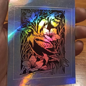 Holographic sticker, crow sticker, psychodelic sticker, holographic sticker, laptop sticker, bag sticker, phone sticker, car sticker