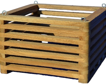 Orchideeënmand van teakhout, vierkant, hoog, handgemaakt, 10, 12, 15, 18, 23, 25 stuks