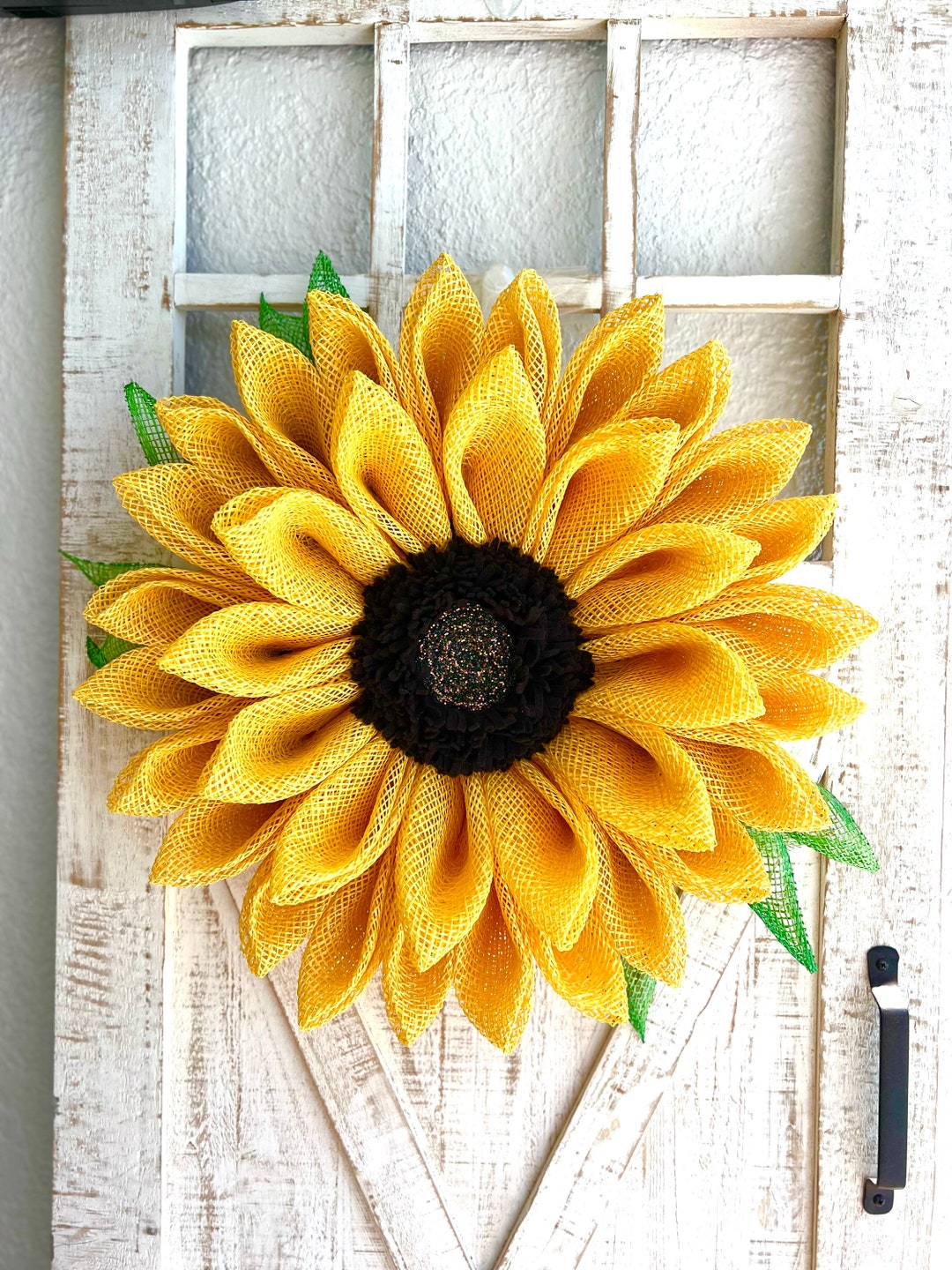 Yellow Sunflower Wreath With Leaves Sunflower Door Decoration for Front ...