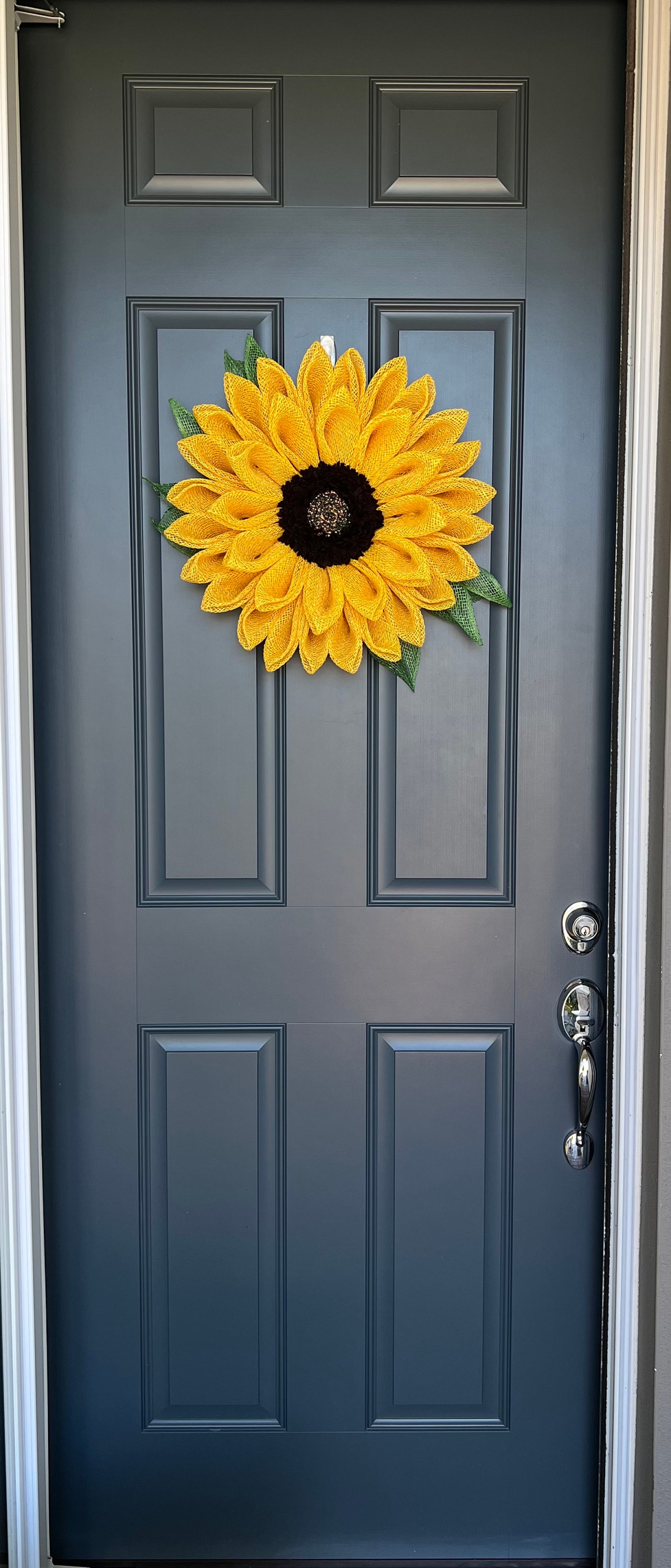 Yellow Sunflower Wreath With Leaves Sunflower Door Decoration for Front ...