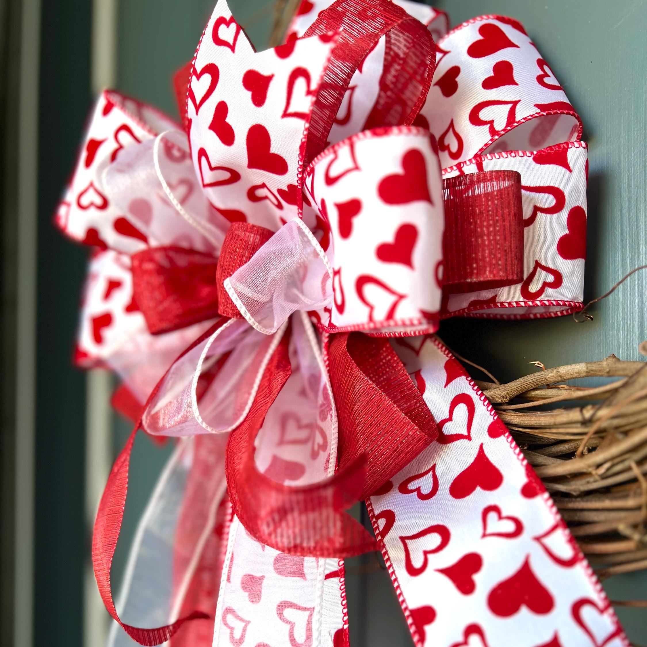 Valentines Day Bow for Wreath, Lamp Post, Garage or Carriage  display picture 3