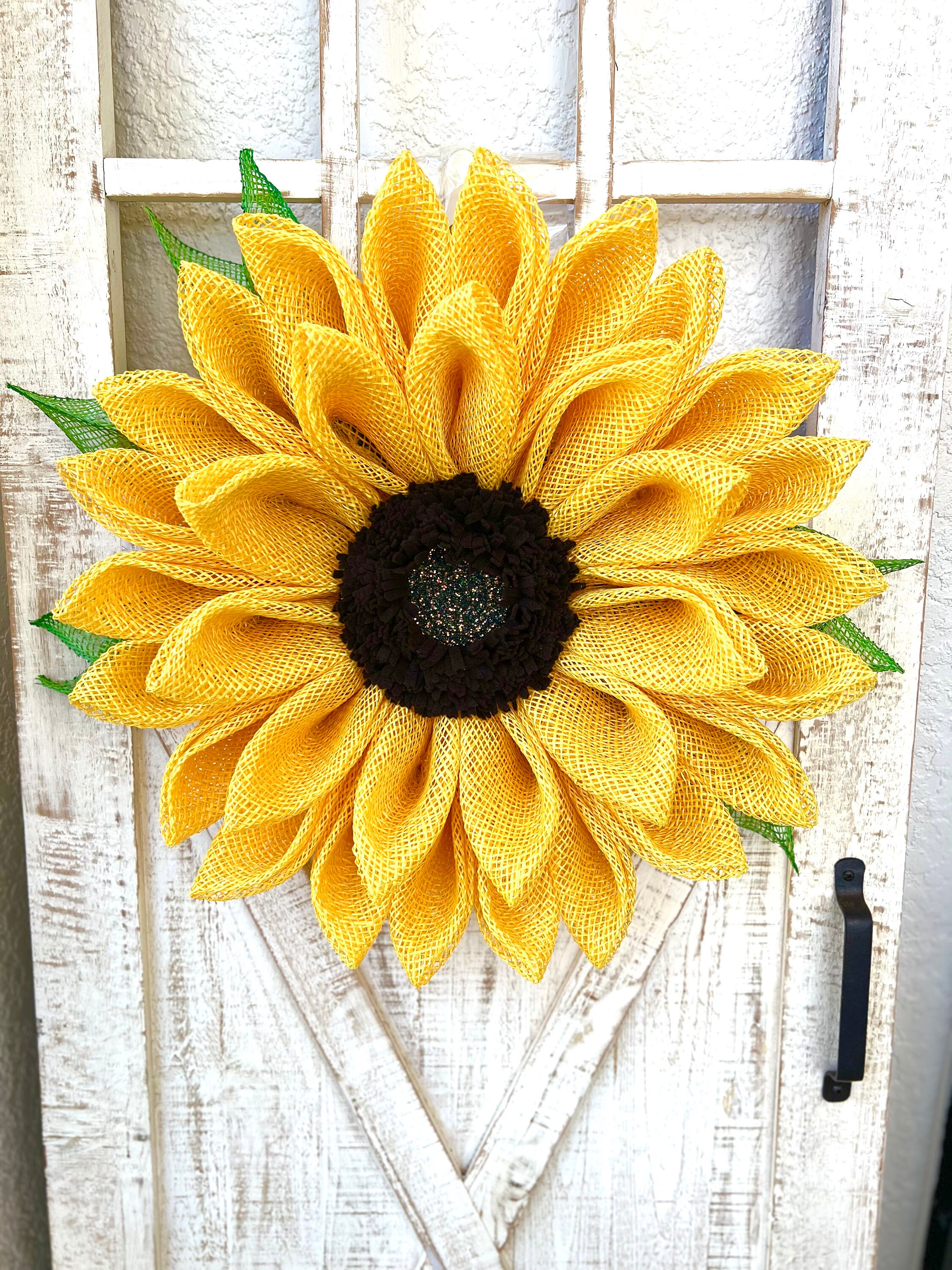 Yellow Sunflower Wreath With Leaves Sunflower Door Decoration for Front ...