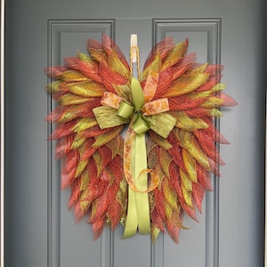 Angel Wings Wreath for Front Door, Angel Wings Memorial, Angel Wings Graveside Memorial, Sympathy Gift, Fall Angel Wings Wreath, Fall Wreath