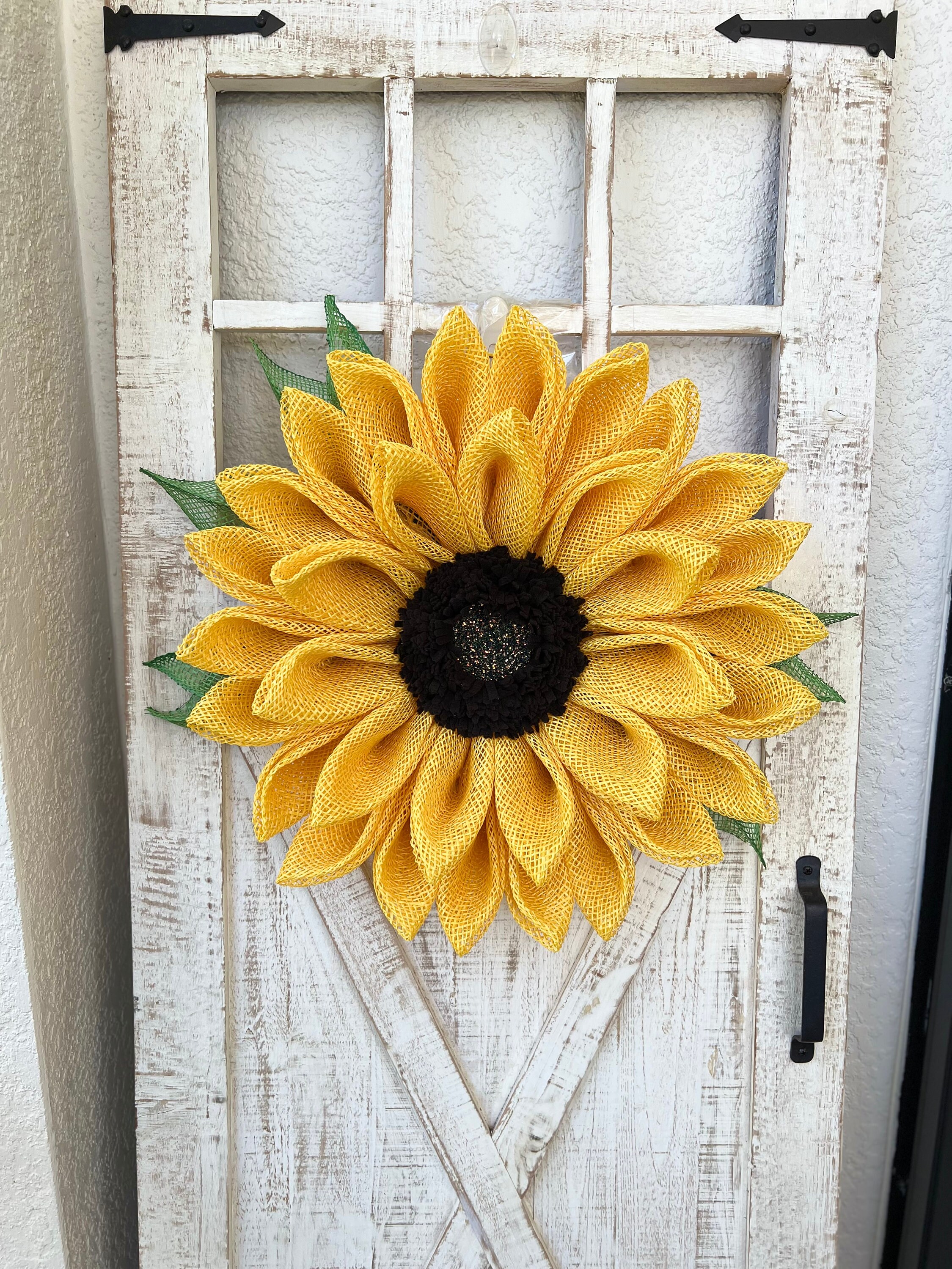 Yellow Sunflower Wreath With Leaves Sunflower Door Decoration for Front ...