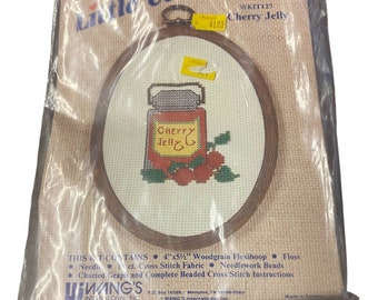 VTG Wang’s Counted Cross Stitch Kit Cherry Jelly #WKIT127 Bead A Little Country
