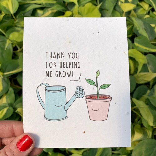 Thank You for Helping Me Grow Plant Thank You Card Eco Etsy