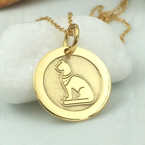 Gold Egyptian Cat Goddess Necklace Bastet Bast Goddess Etsy