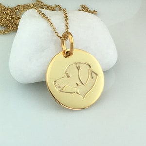 Real 14k Solid Gold Rottweiler Necklace, Personalized Rottweiler Pendant, Charm Rottweiler Coin Necklace, Layered Pet, Dainty Dog Jewelry