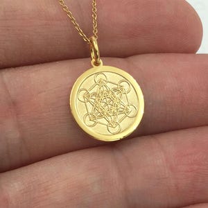14k Gold Metatron Cube Pendant For Meditation And Protection, Merkaba Energy Charm, Sacred Geometry Jewelry, Spiritual Necklace Gift