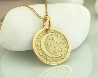 Solid Gold Moon Necklace - Etsy