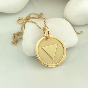Echte 14k Solid Gold Wasser Element Halskette, personalisierte Gold Wasser Element Anhänger, Wasser Element Symbol, zierliche Wasser Element Scheibe