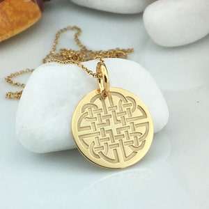 Real 14k Solid Gold Dara Knot Necklace, Personalized Dara Knot Pendant, Celtic Dara Knot Jewelry, Celtic Irish Symbol, Charm Dara Knot