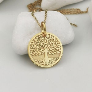 Echte 14k Solid Gold Stammbaum des Lebens Halskette, personalisierte Baum des Lebens Anhänger, benutzerdefinierte Stammbaum des Lebens, Baum des Lebens Geschenk Schmuck