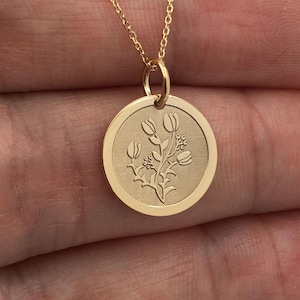 Real 14k Solid Gold Tulip Necklace, Personalized Tulip Pendant, Gold Flower Charm Jewelry, Minimalist Tulip Flower Gift, Eternal Love Symbol