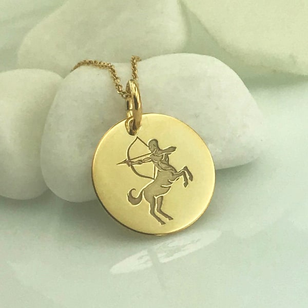 Real gold sagittarius necklace clearance