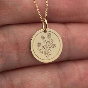 Real 14k Solid Gold Tulip Necklace, Personalized Tulip Pendant, Minimalist Flower Charm Jewelry Gift, Dainty Eternal Love Symbol Pendant