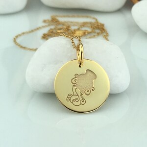 Real 14k Solid Gold Aquarius Zodiac Necklace, Personalized Gold Aquarius Pendant, Gold Layering Necklace, Zodiac Jewelry, Aquarius Charm