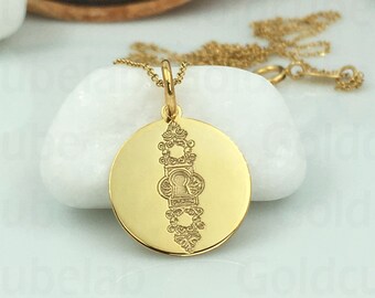 Real 14k Solid Gold Keyhole Necklace, Personalized Keyhole Pendant, Door Keyhole Charm Jewelry, Mysterious Keyhole, Dainty Gold Keyhole Disc