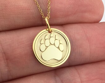 Solid 14k Rose Gold Bear Paw Print Pendant Necklace Solid 14k Rose Gold Bear Paw Print Pendant Necklace