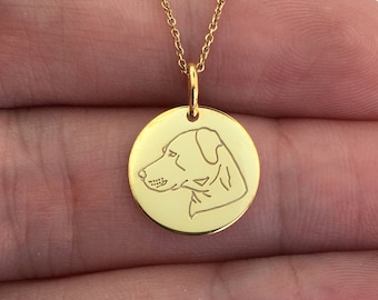 Real 14k Solid Gold Labrador Retriever Necklace, Personalized Gold Labrador Retriever Pendant, Dainty Labrador Retriever, Charm Dog Jewelry