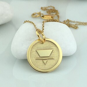 Real 14k Solid Gold Earth Element Necklace, Personalized Earth Element Charm Pendant, Earth Element Symbol Jewelry, Gold Earth Triangle