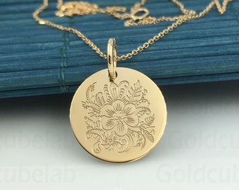 Real 14k Solid Gold Flower Necklace, Personalized Flower Pendant, Combined Birth Flower, Minimalist Jewelry, Gift For Women, Birthday Gift