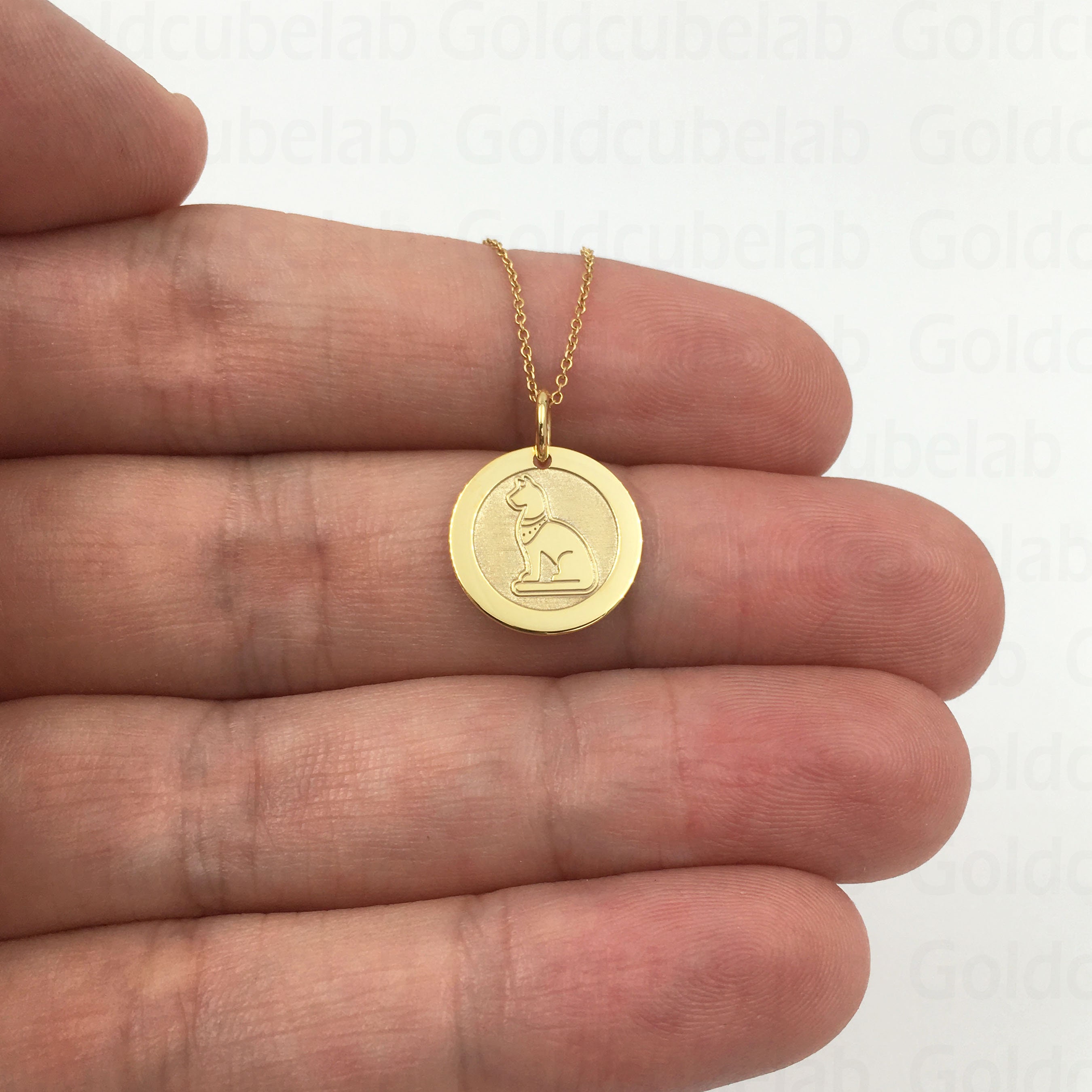 Real 14k Solid Gold Egyptian Cat Necklace Personalized Etsy