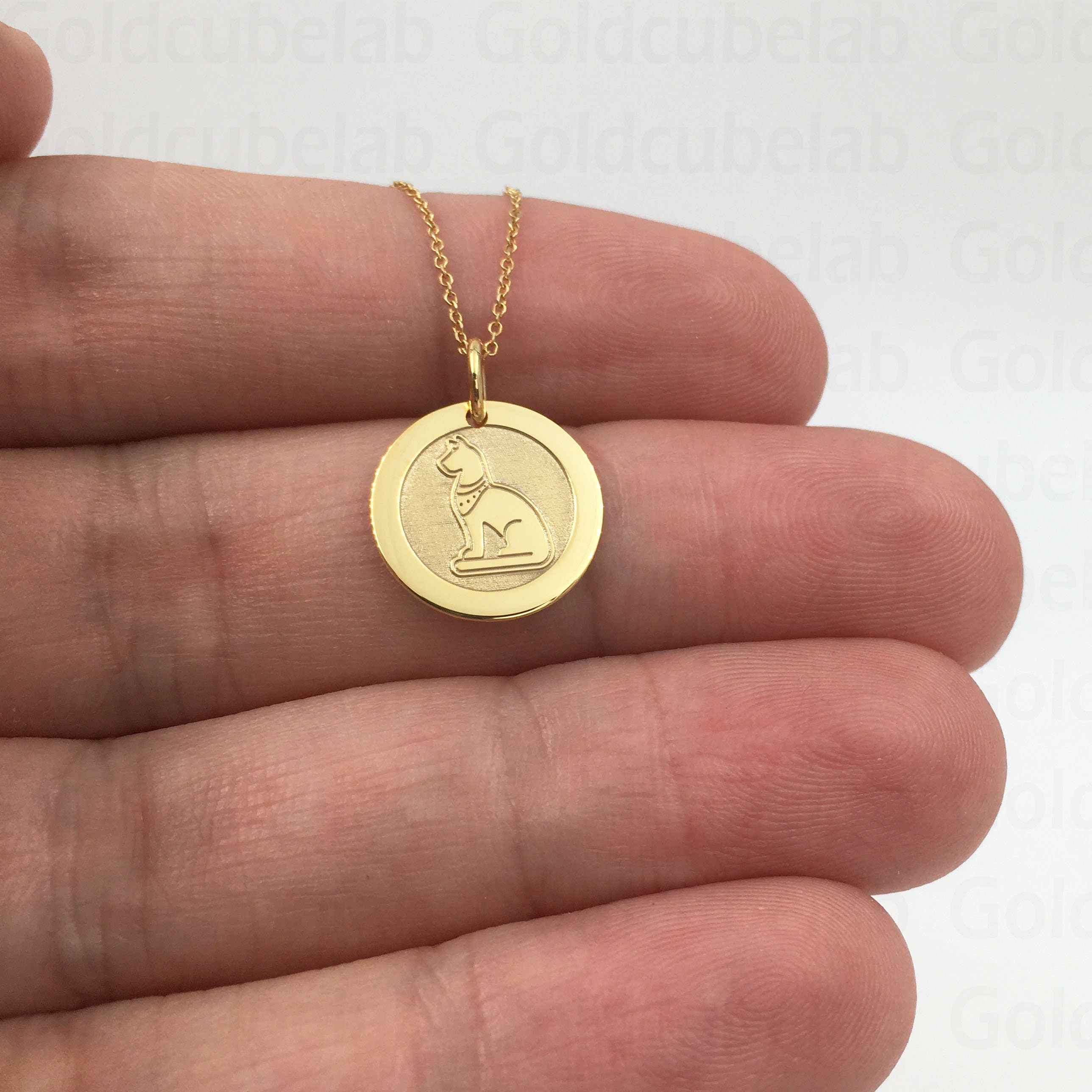 Real 14k Solid Gold Egyptian Cat Necklace Personalized Etsy