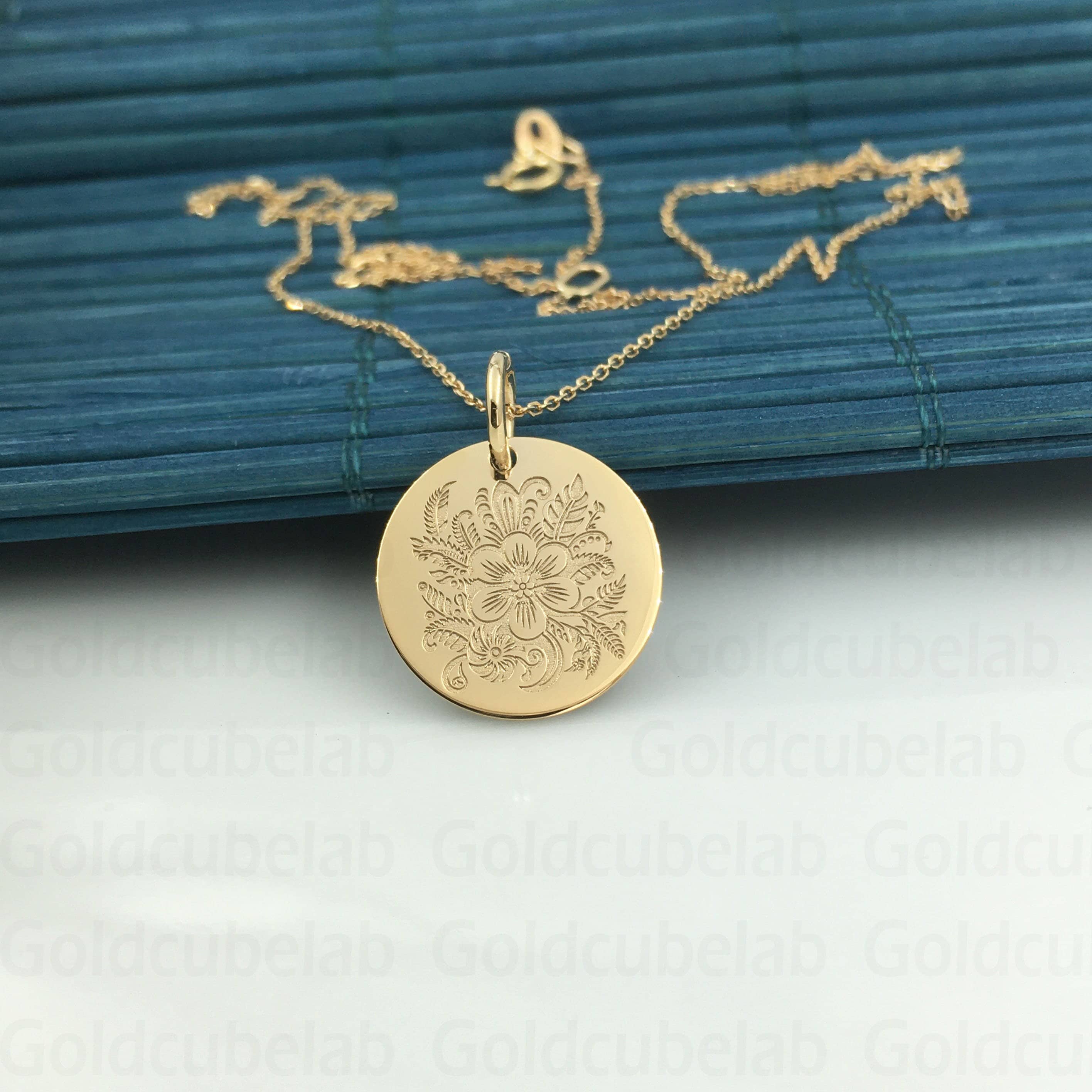 Echte 14k Massivgold Blumenkette, personalisierter Blumenanhänger, kombinierte Geburtsblume, Minimalistischer Schmuck, Geschenk für Frauen, Geburtstagsgeschenk