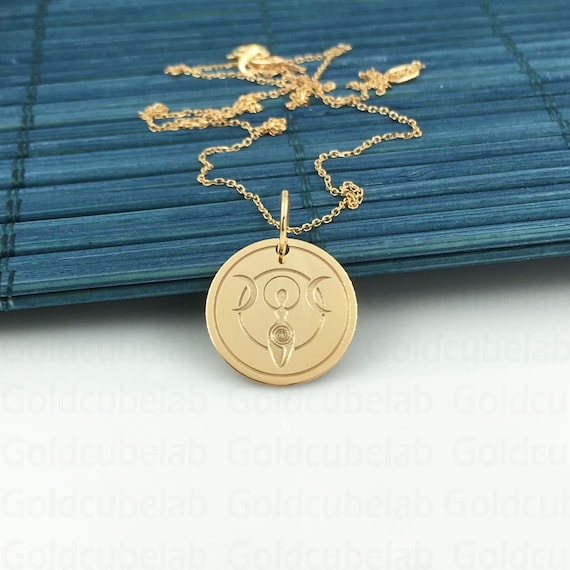 Real 14k Solid Gold Gaia Necklace, Personalized Gaia Pendant